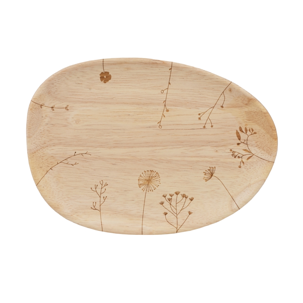  Holzteller mit Blumendekor