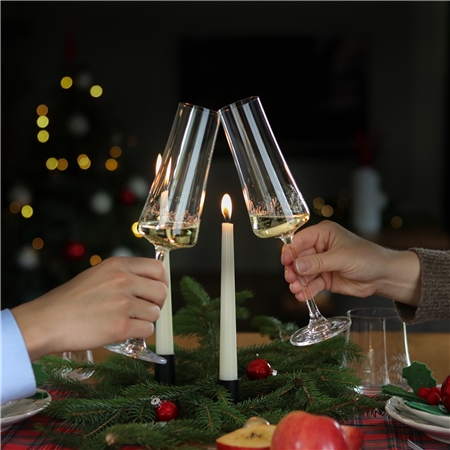 Set Champagnergläser mit Misteldekor