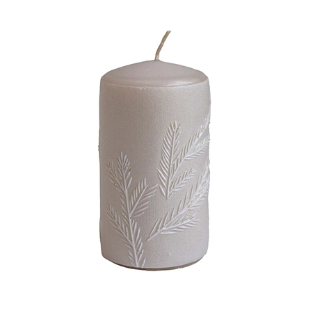 Beige Kerze mit Wacholderdekor