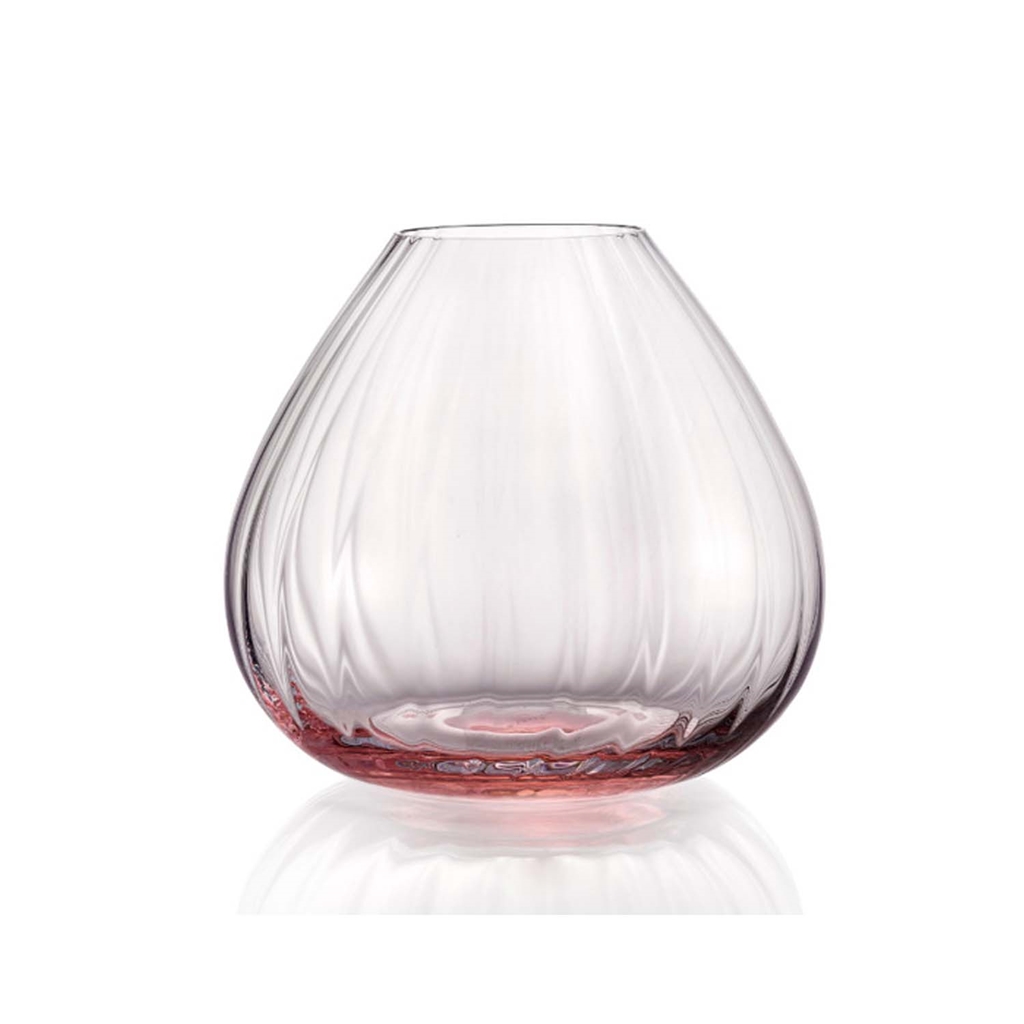 Klare Vase mit rosa Akzent breit