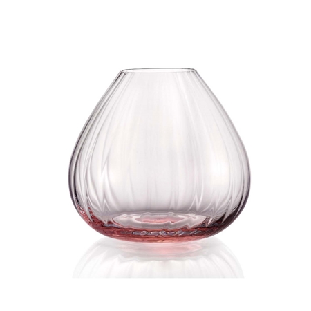 Klare Vase mit rosa Akzent breit