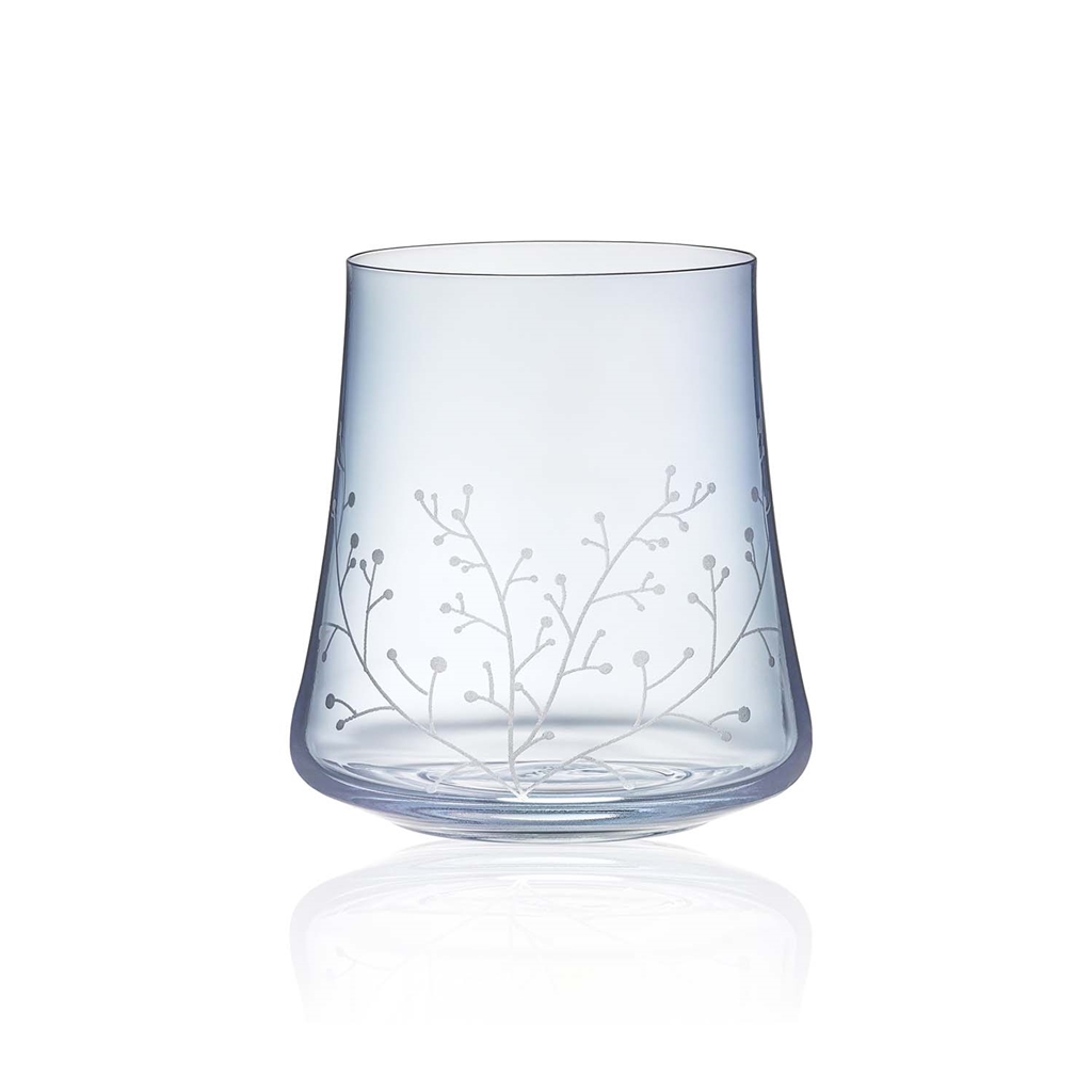 Set aus blauen Gläsern mit frostigem Dekor