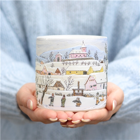 Laterne mit Winterillustration
