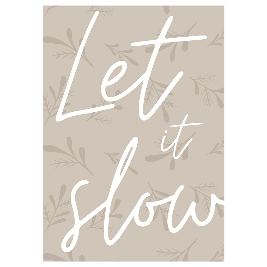 Beigefarbene Grußkarte im Let it Slow-Einband