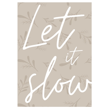 Beigefarbene Grußkarte im Let it Slow-Einband
