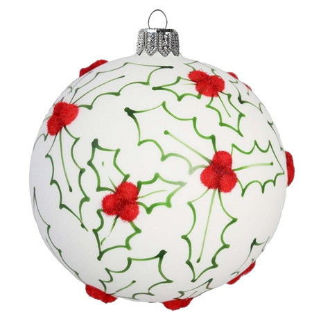 Weihnachtsschmuck aus Glas mit Stechpalmendekor