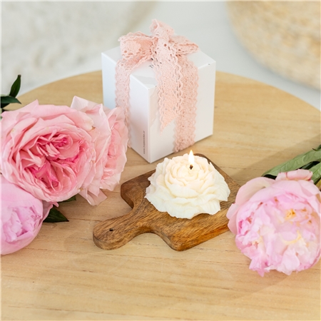 Sojakerze Pfingstrose groß Aroma: Pravčická brána / Rose und Lavendel
