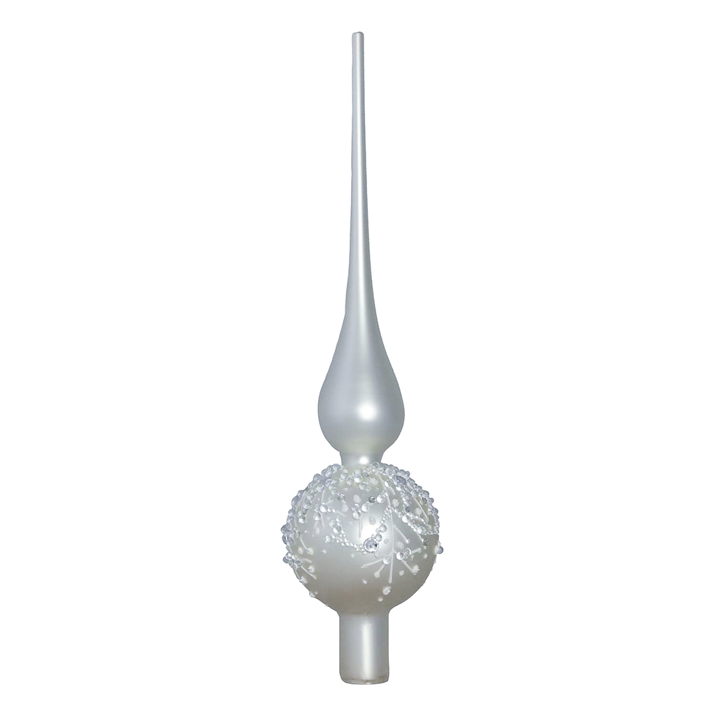 Silbermatte Spitze mit frostigem Dekor