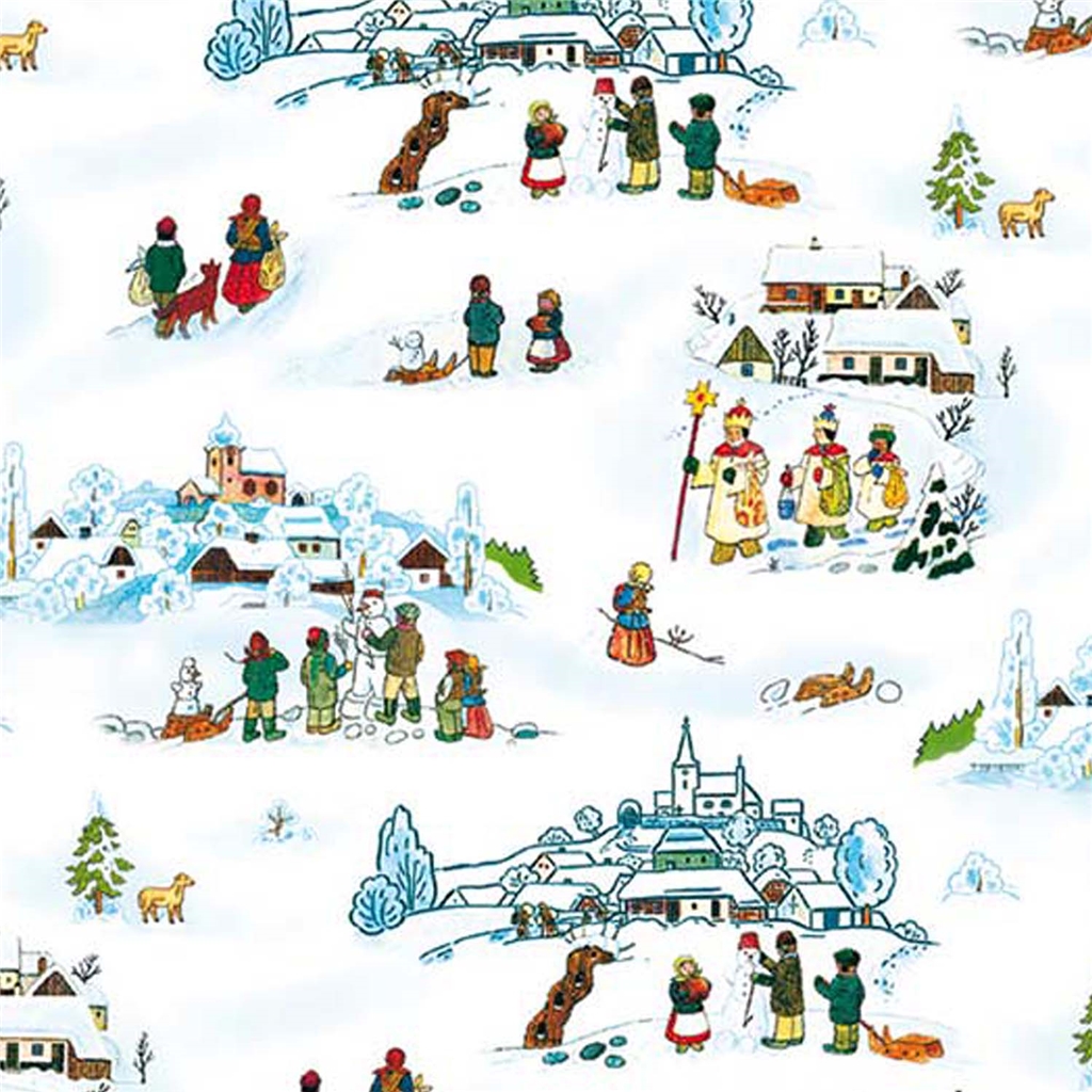Geschenkpapier Winterlandschaft von Josef Lada