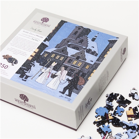 Holzpuzzle Josef Lada Engel, Teufel und Weihnachtsmann
