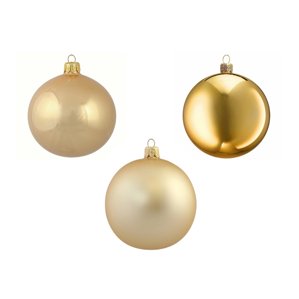 Set aus drei Weihnachtskugeln in Goldtönen