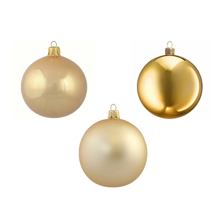 Set aus drei Weihnachtskugeln in Goldtönen