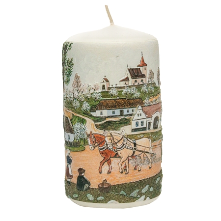 Kerze mit der Illustration „Frühling“