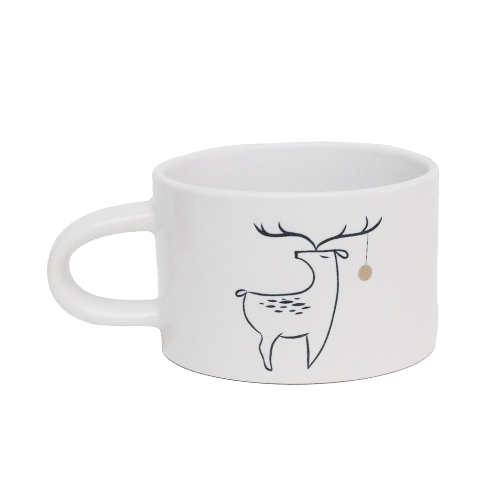 Weißer Becher mit Hirschen