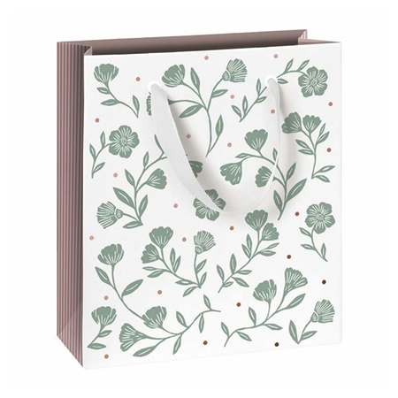 Geschenktüte mit grünen Blumen klein