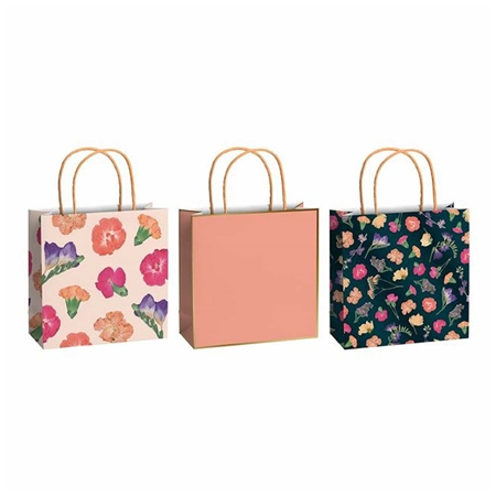 Geschenktüten-Set mit Blumen