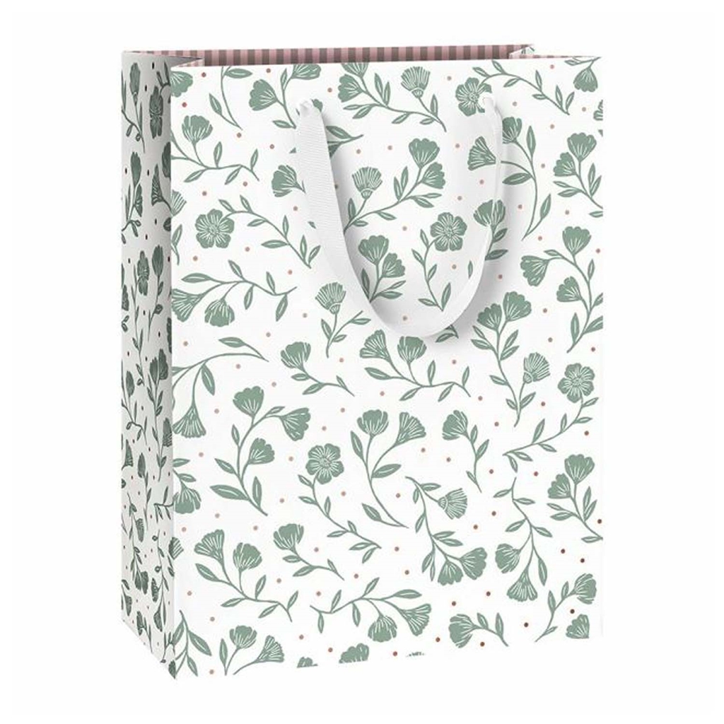 Geschenktüte mit grünen Blumen groß