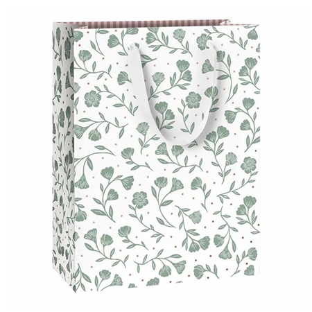 Geschenktüte mit grünen Blumen groß