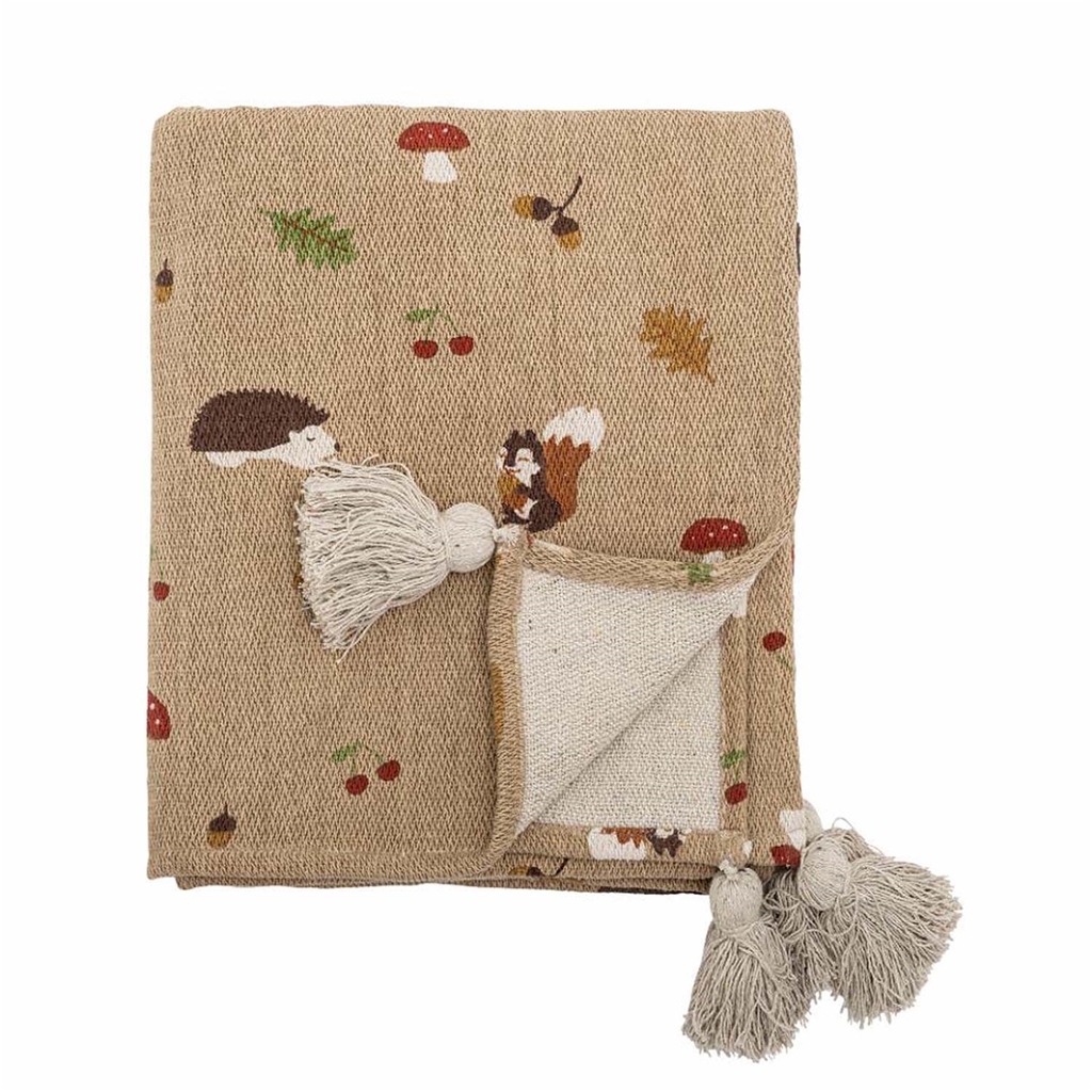 Tagesdecke aus rezyklierter Baumwolle mit Waldmotiv