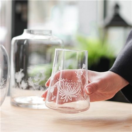 Set Wassergläser mit Blumendekoration