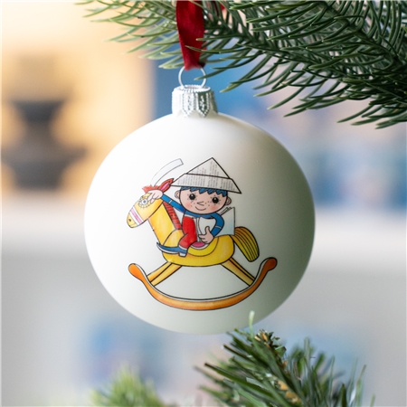 Glasornament - Abendstern auf einem Schaukelpferd