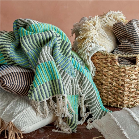 Tagesdecke aus recycelter Baumwolle blau