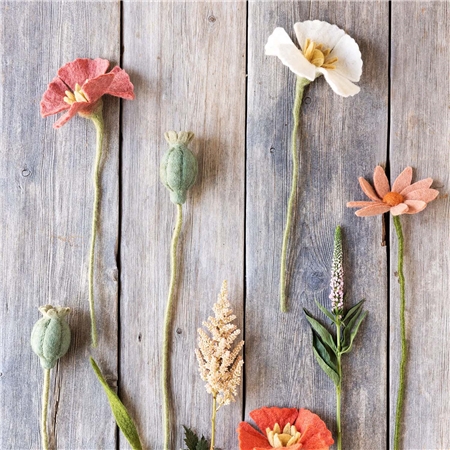 Filzblume Mohn weiß