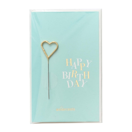 Grußkarte mit herzförmiger Wunderkerze - Happy Birthday
