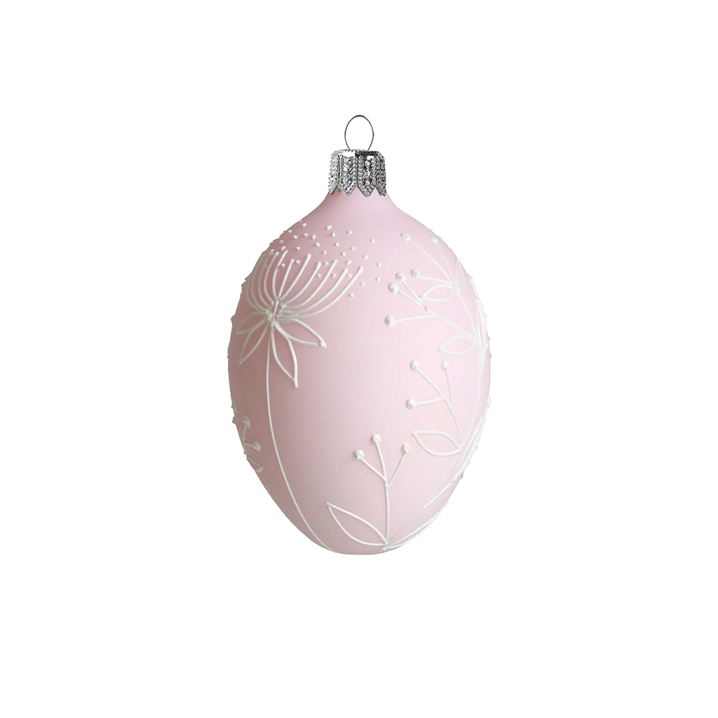 Osterei mit Blumendekoration in Pastellrosa