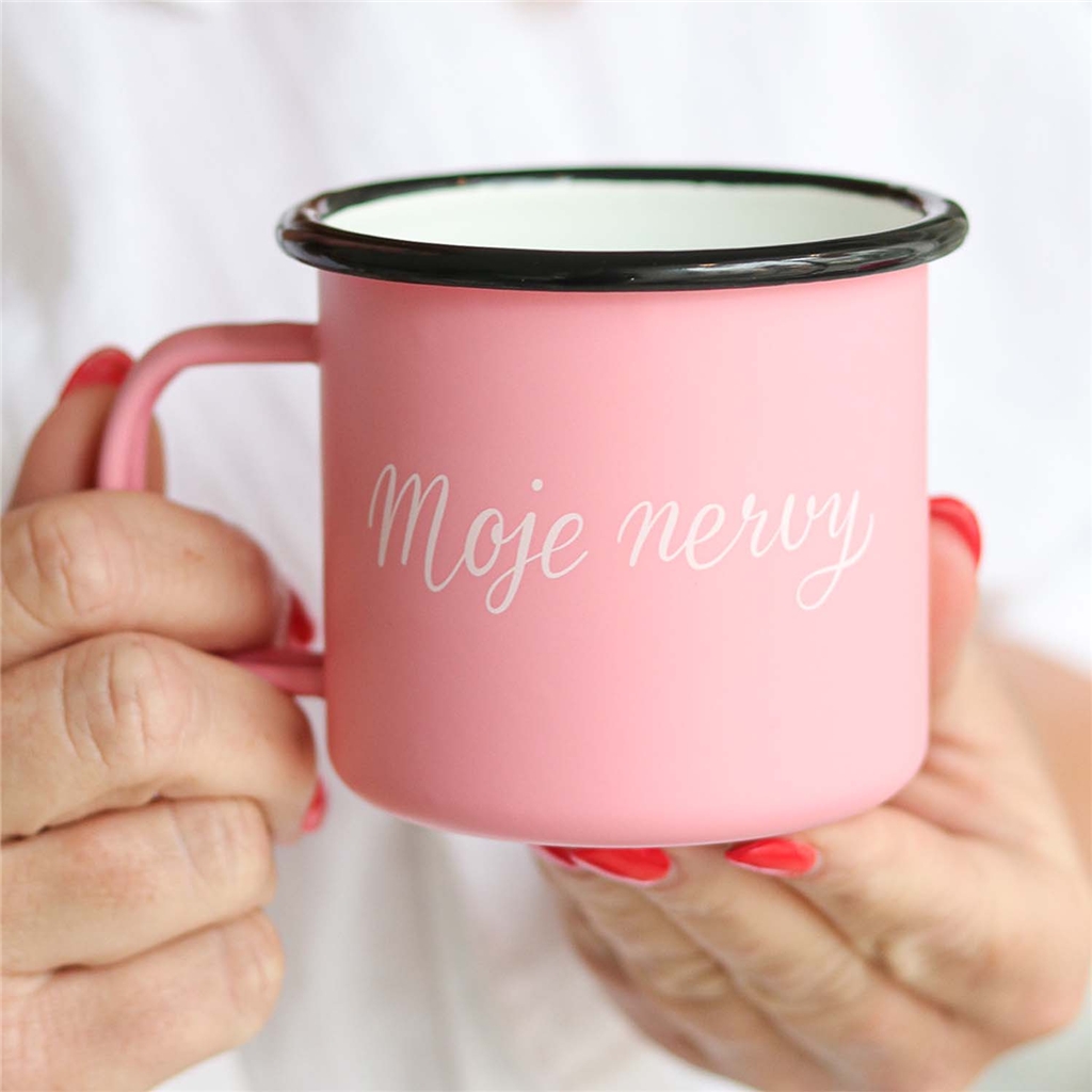 Meine Nerven – rosa Blechbecher 300 ml