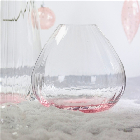 Klare Vase mit rosa Akzent breit