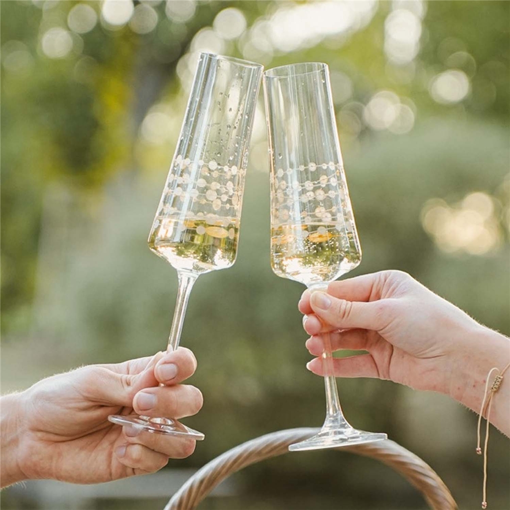 Set Champagnergläser mit Goldkette