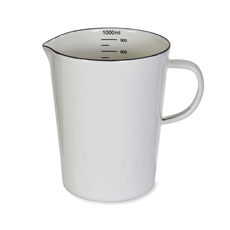 Emaillierter Messbecher, weiß, 1 l