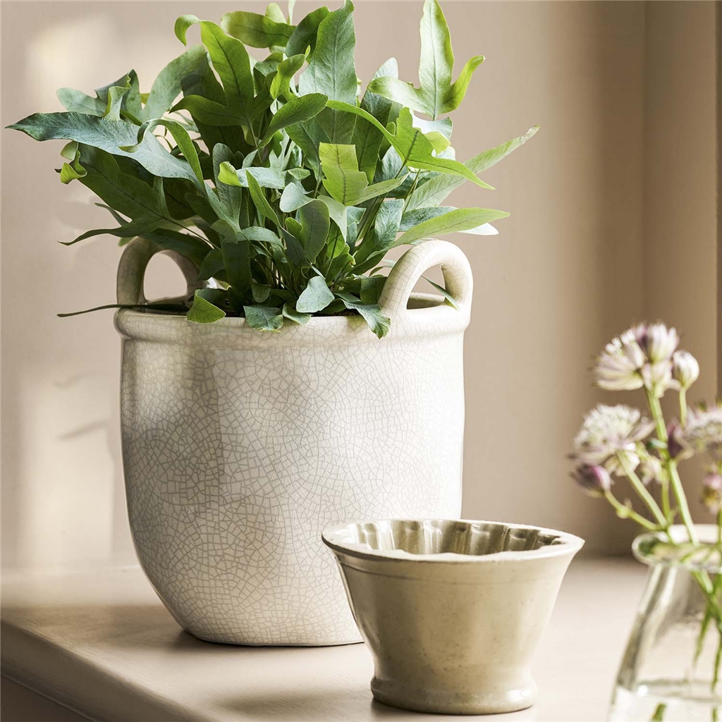 Runder Blumentopf „Ravello“ mit rissiger Glasur, 19 cm